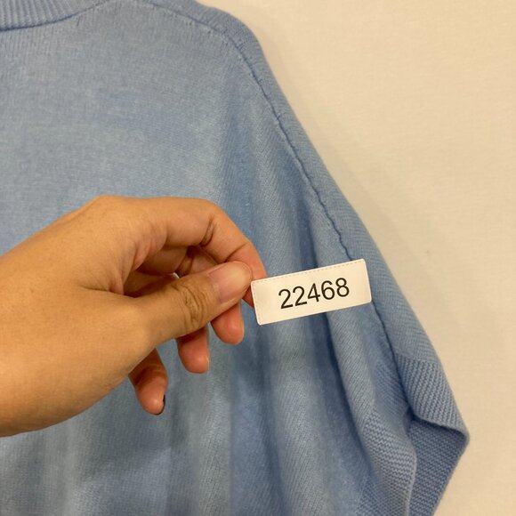 New Ann Taylor size M/L Light Blue V-Neck Button Soft Knit Poncho Sweater - Picture 11 of 11